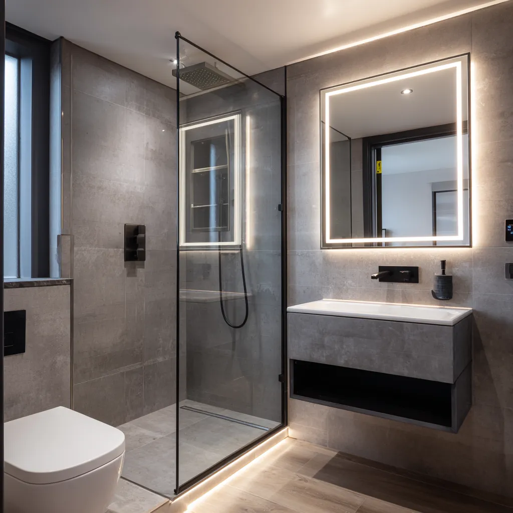 Compact en-suite bathroom with glass shower