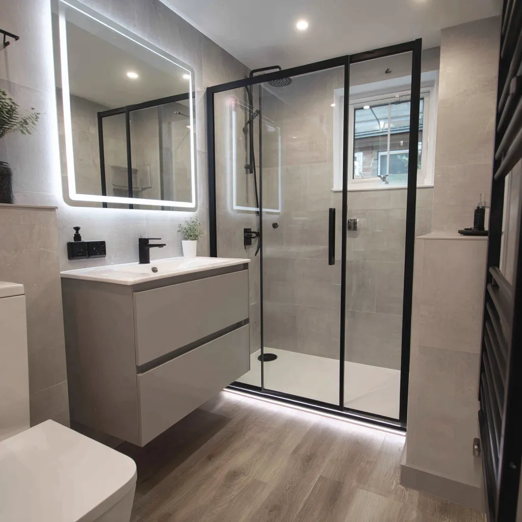 Budget en-suite with walk-in shower