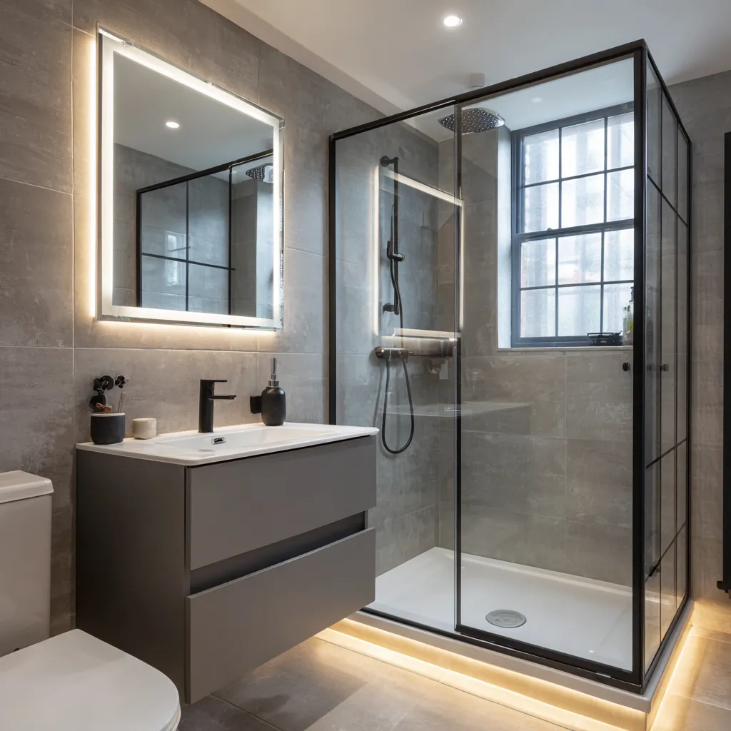 En-suite bathroom with glass shower screen