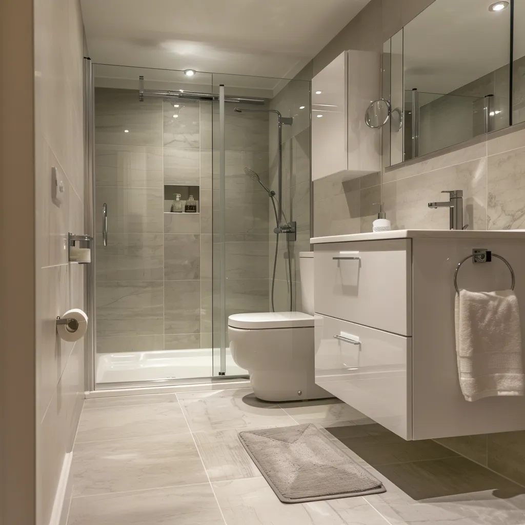 Modern bathroom full room view