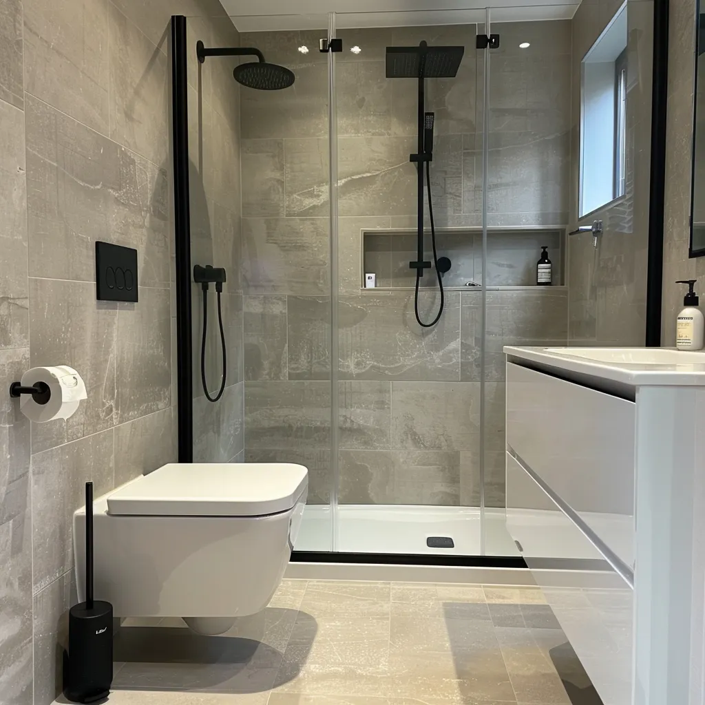 Compact modern bathroom with window